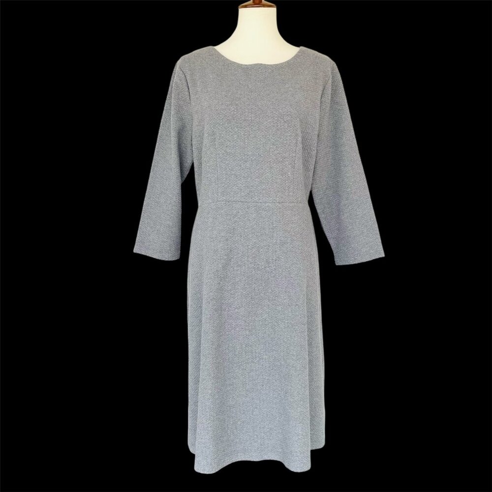 NWT Joules Shay Textured Jersey 3/4 Sleeve Dress US Sz 14 Greymarl Lagenlook